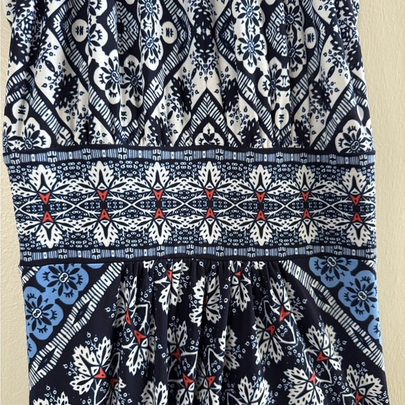 London Style Blue White Sleeveless Grecian Maxi Formal Party Dress - Picture 8 of 9